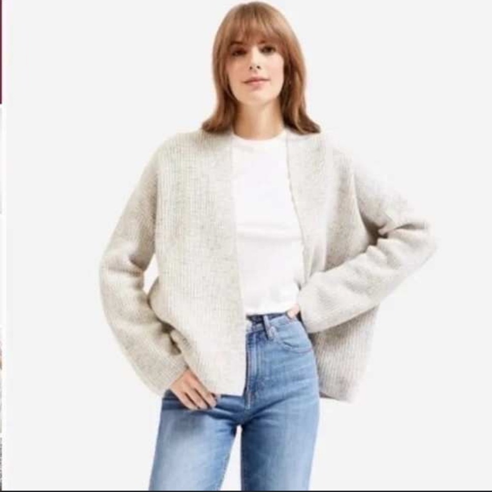 Everlane The‎ Twisted Wool Blend Open Front Knit Cardigan Size XL